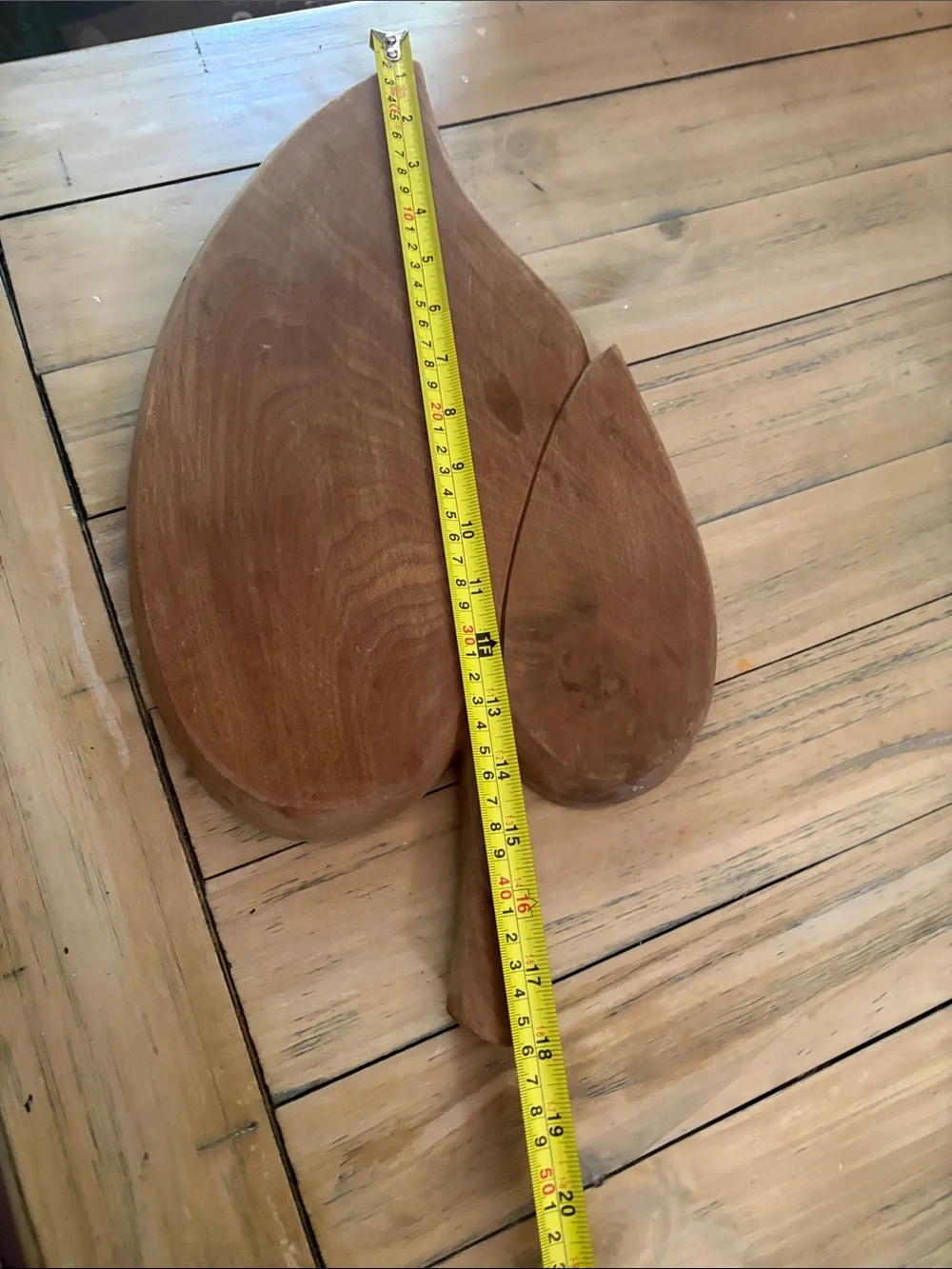 Leaf-Shaped Wooden Serving Tray in Brown